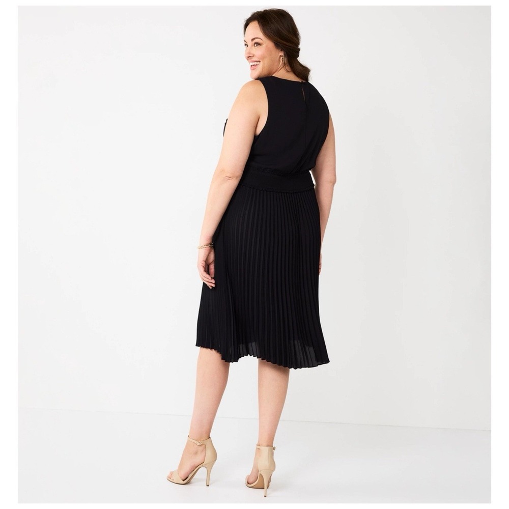 Croft & Barrow Black Dress‎ Size 16 Sleeveless Career Cocktail Accordion Pleats